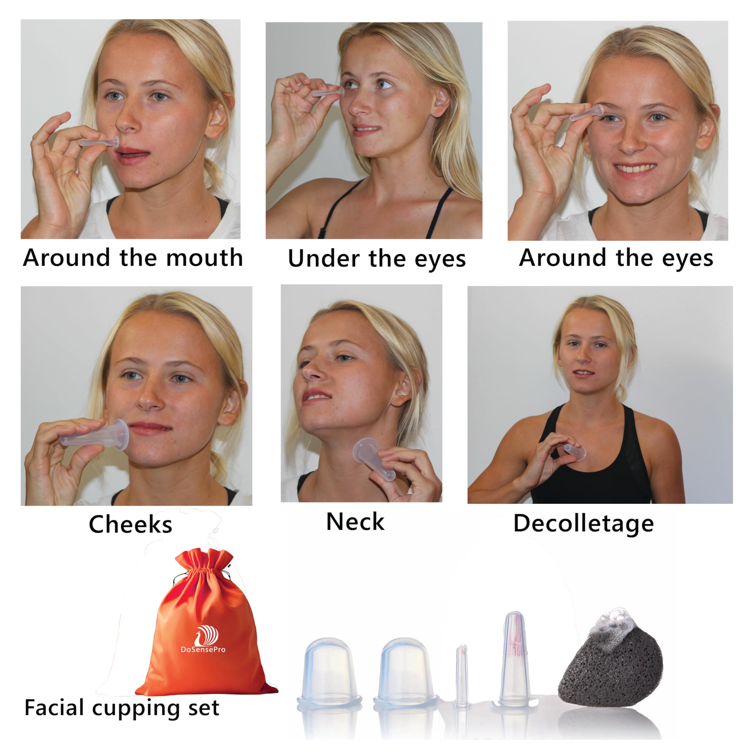 DoSensePro medium cup on jawline for sculpting and lymphatic drainage