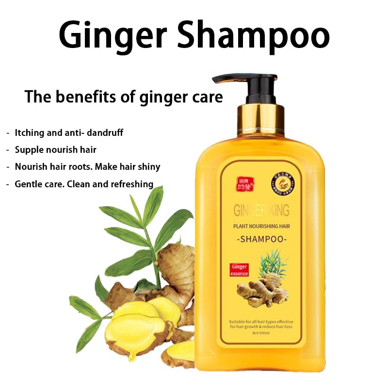 Dosoecse Ginaday close-up of ginger ingredients emphasizing scalp nourishment.