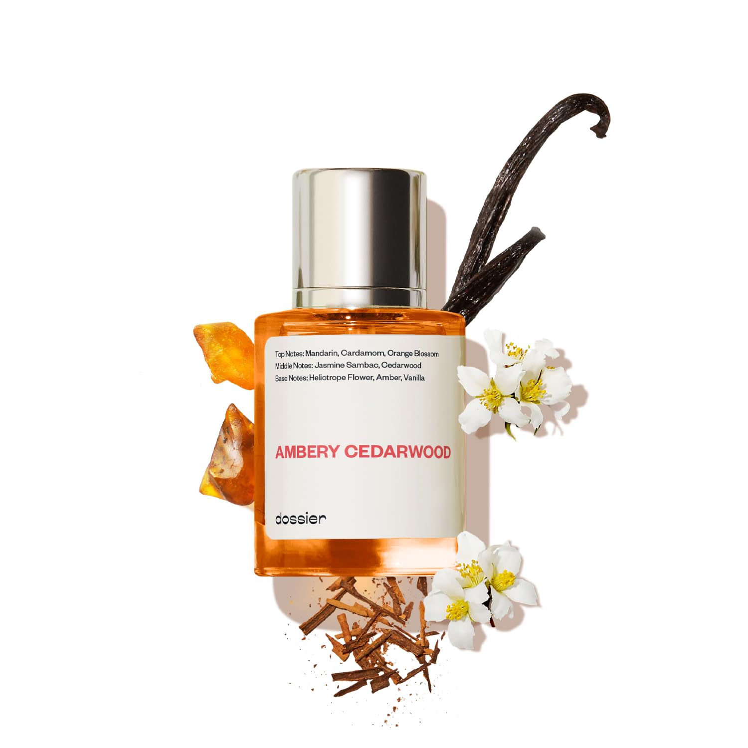 Dossier Ambery Cedarwood bottle front for everyday wear and refined impressions.