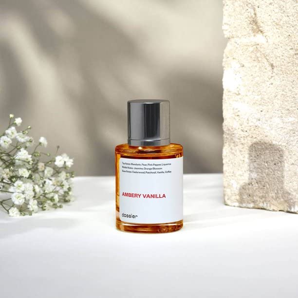 Dossier Ambery Vanilla cedar and patchouli base adds lasting depth.