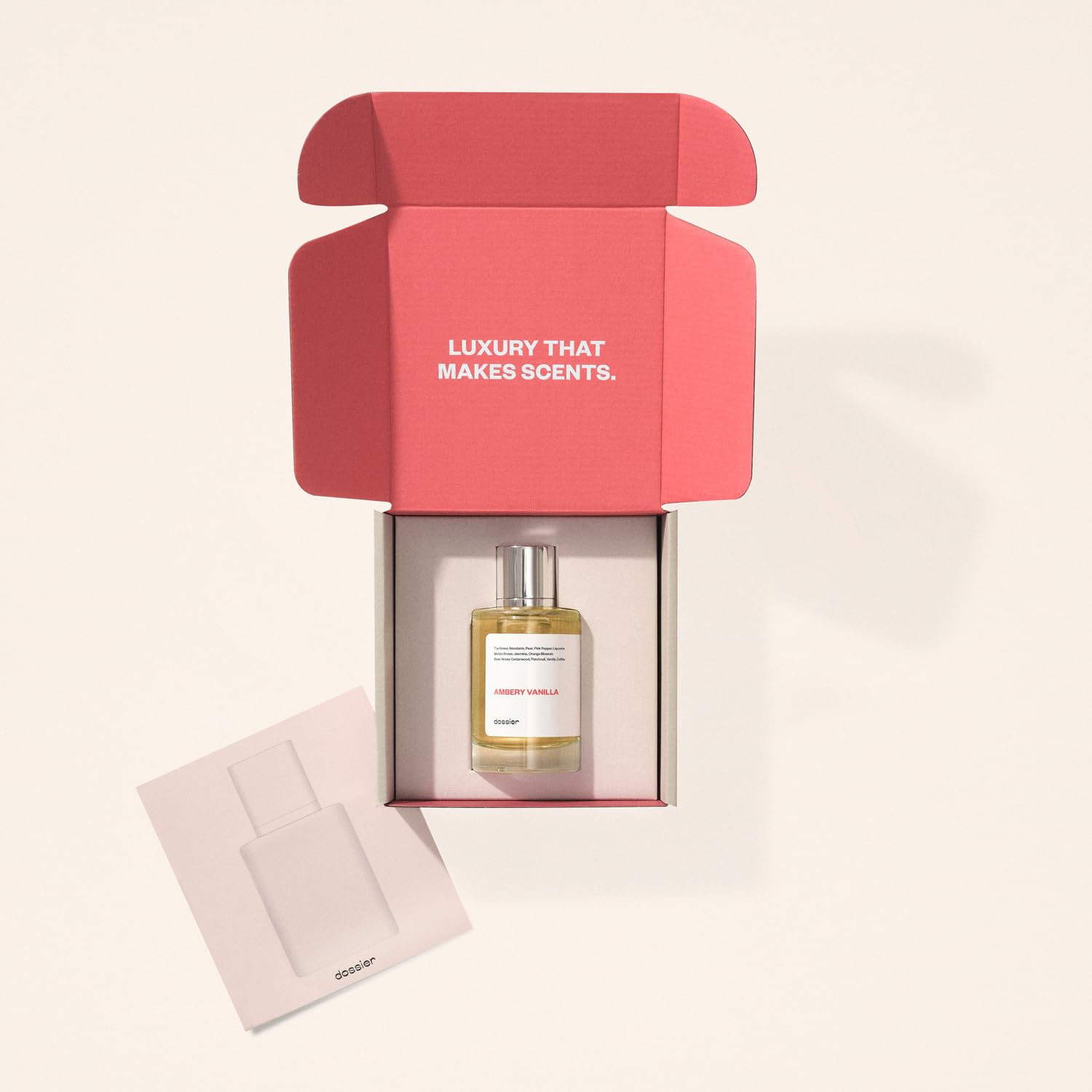 Dossier Ambery Vanilla packaging photo conveys accessible luxury at an affordable price.