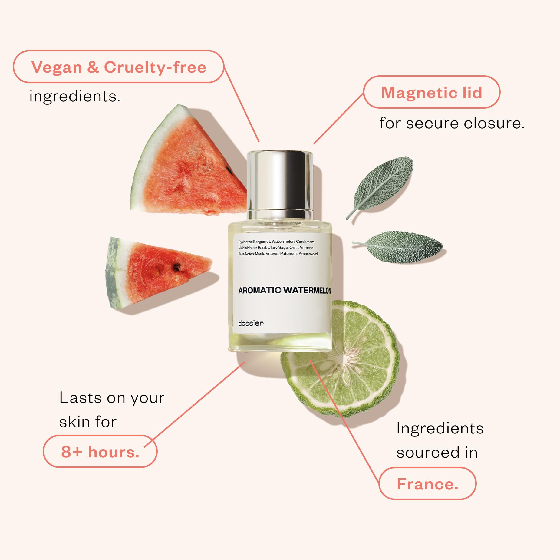 Dossier Aromatic Watermelon application on skin reveals refreshing aroma.