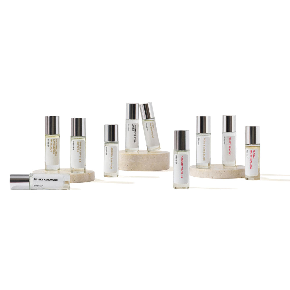 Dossier Discovery Set taster vials for easy on-the-go fragrance testing and variety exploration.