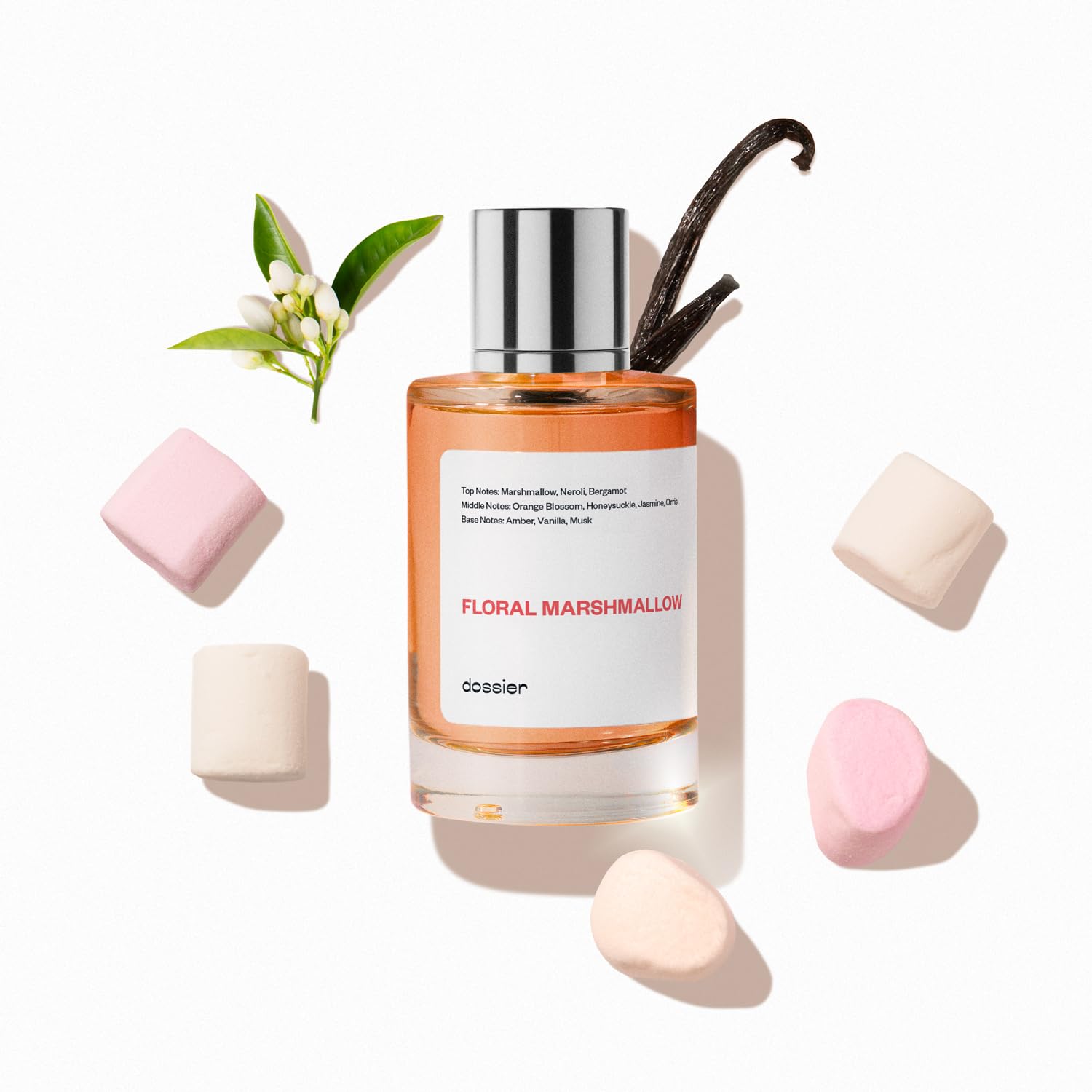 Dossier Floral Marshmallow bottle—sleek presentation for everyday use and gift-ready appeal.