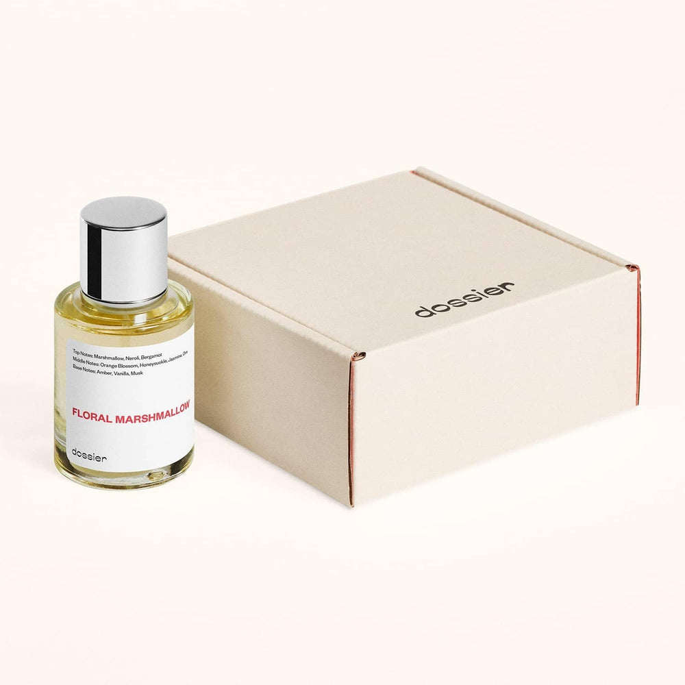 Dossier Floral Marshmallow cap detail highlights luxe bottle design.