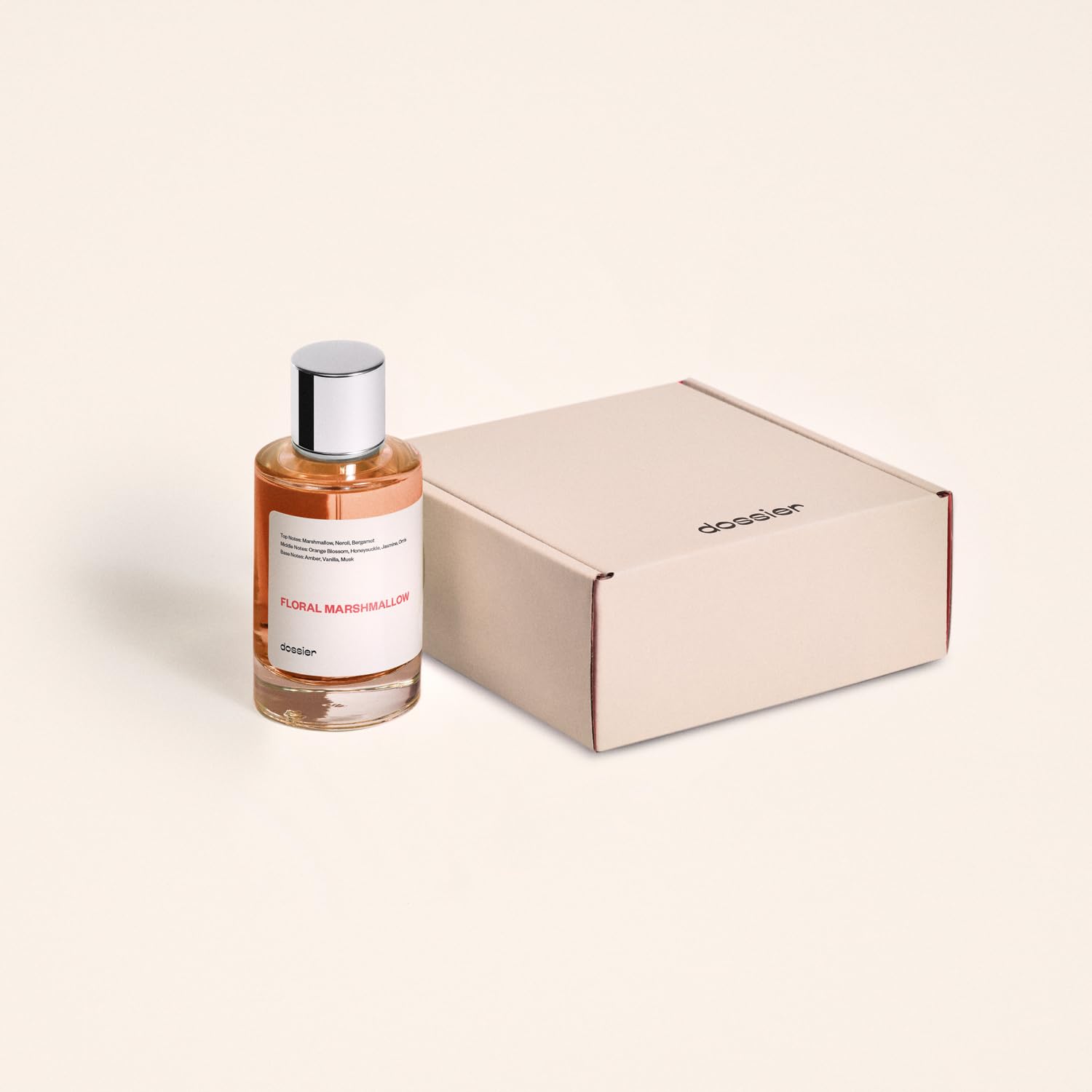 Dossier fragrance ingredients image emphasizes Grasse-sourced quality and French craftsmanship.