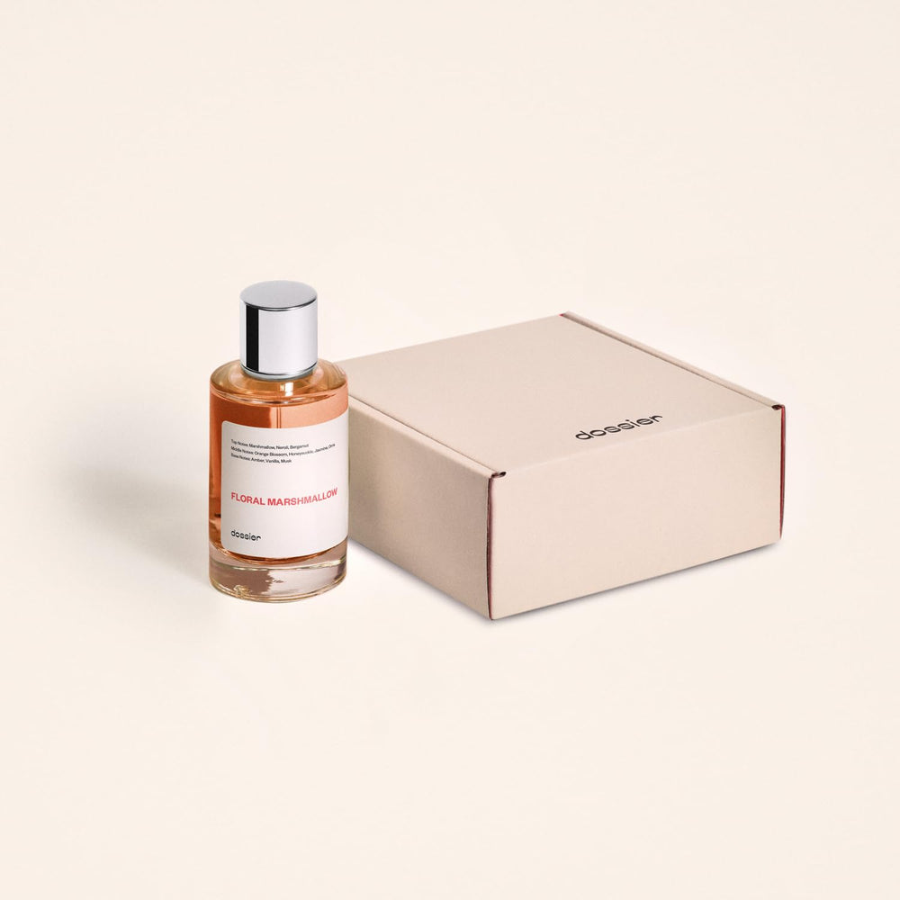 Dossier fragrance ingredients image emphasizes Grasse-sourced quality and French craftsmanship.
