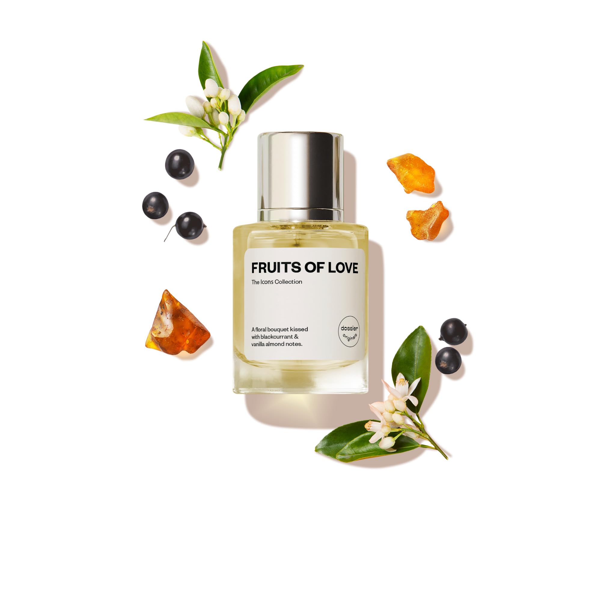 Dossier Fruits of Love bottle front view for daily wear and soft floral sweetness