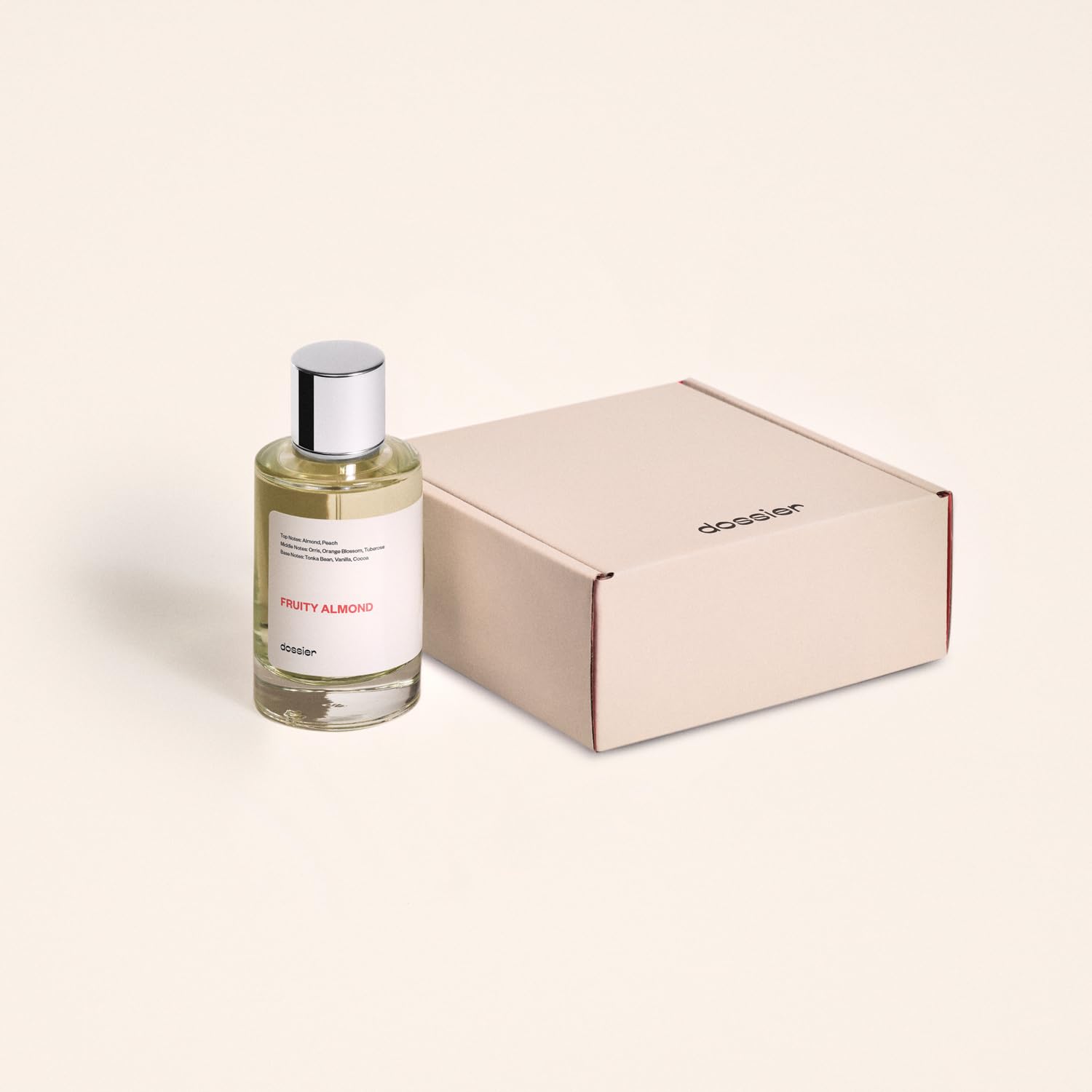 Dossier Fruity Almond rose and jasmine notes hint at a luxurious bouquet.