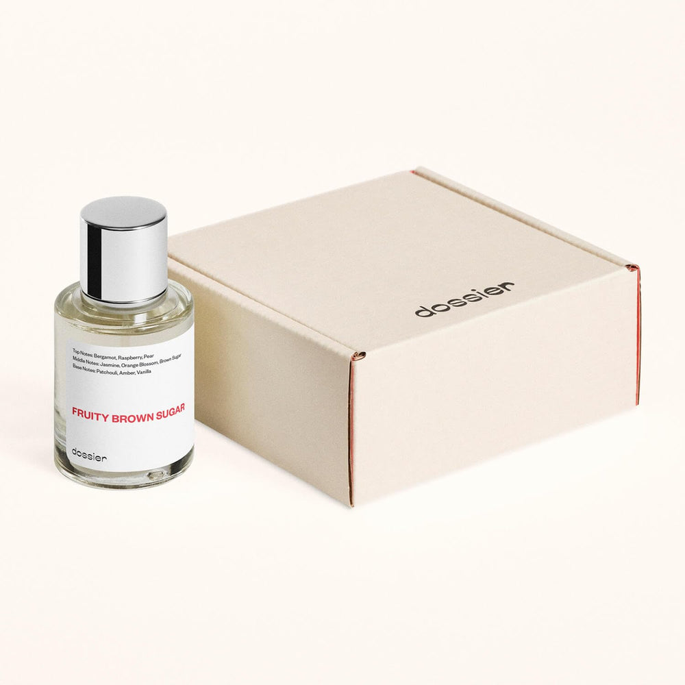 Dossier Fruity Brown Sugar vanilla notes closeup communicates gourmand allure.