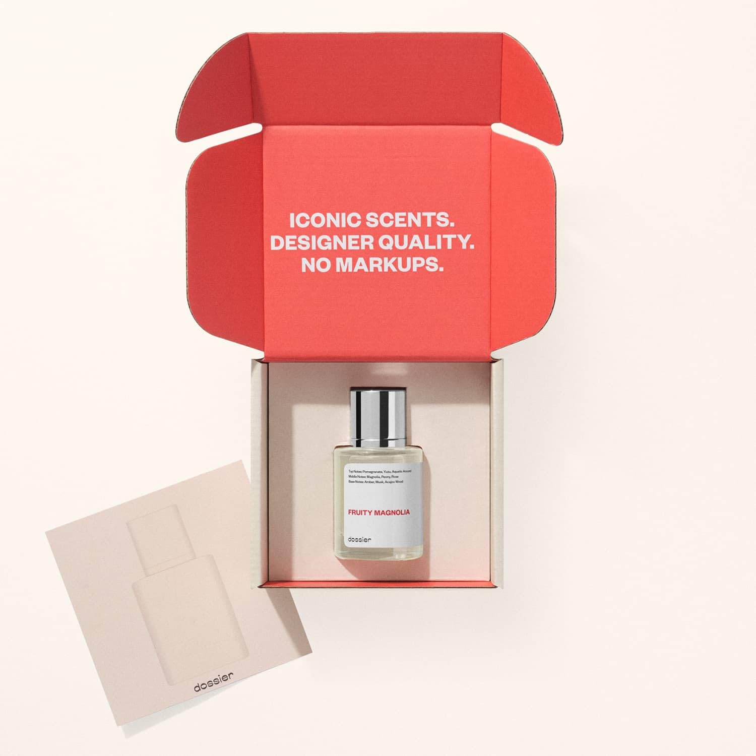 Dossier Fruity Magnolia packaging box signals affordable luxury and gifting potential.