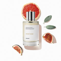 Dossier Woody Sage bottle front highlights long-lasting sea-breeze aroma