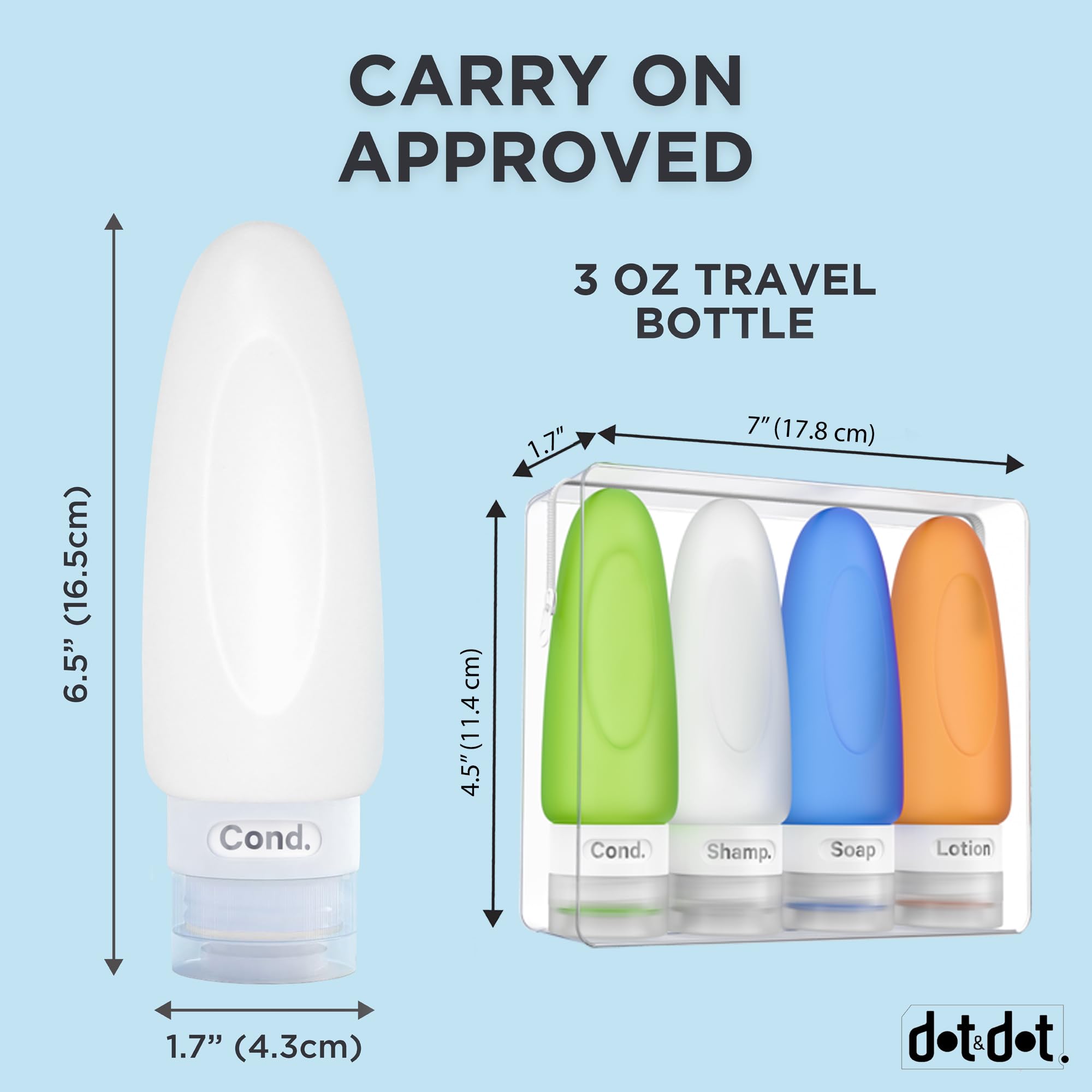 Dot&Dot set inside see-through pouch for stress-free security checks.