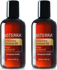 doTERRA Fractionated Coconut Oil 3.8 oz bottle pour supports easy essential oil blending and skin softness.