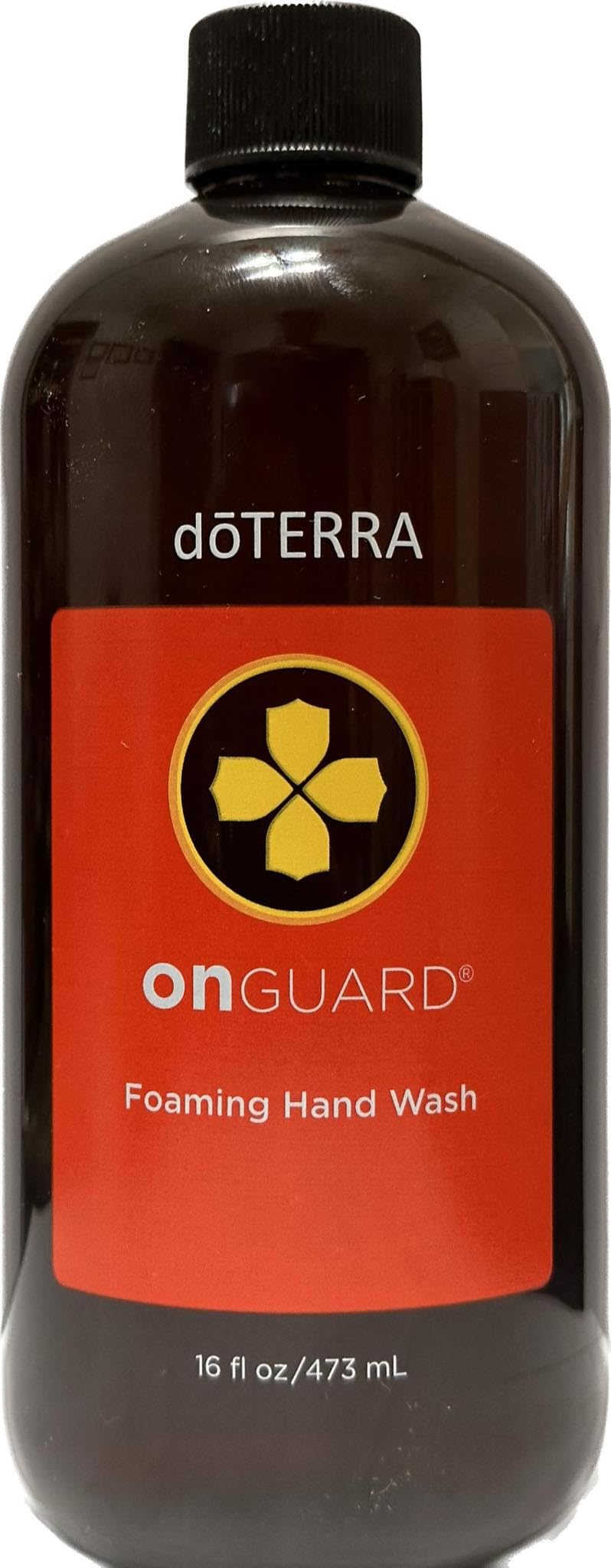 DoTERRA On Guard foaming hand wash refill bottle with citrus-spice aroma for refreshed hands.