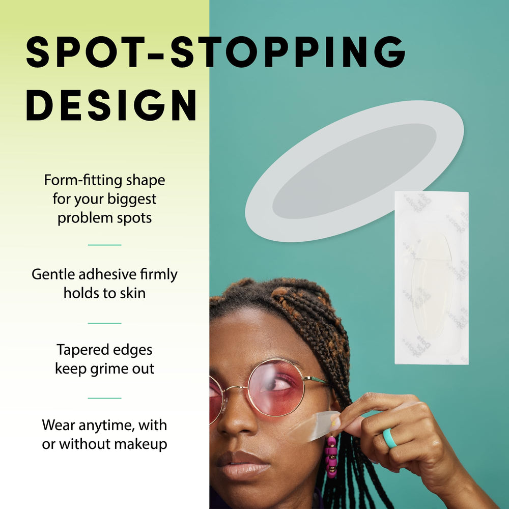 Dots for Spots large patches on forehead blend invisibly into skin.