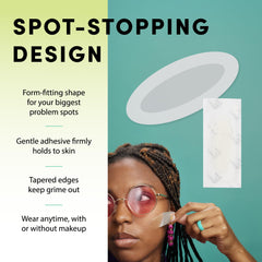 Dots for Spots large patches on forehead blend invisibly into skin.
