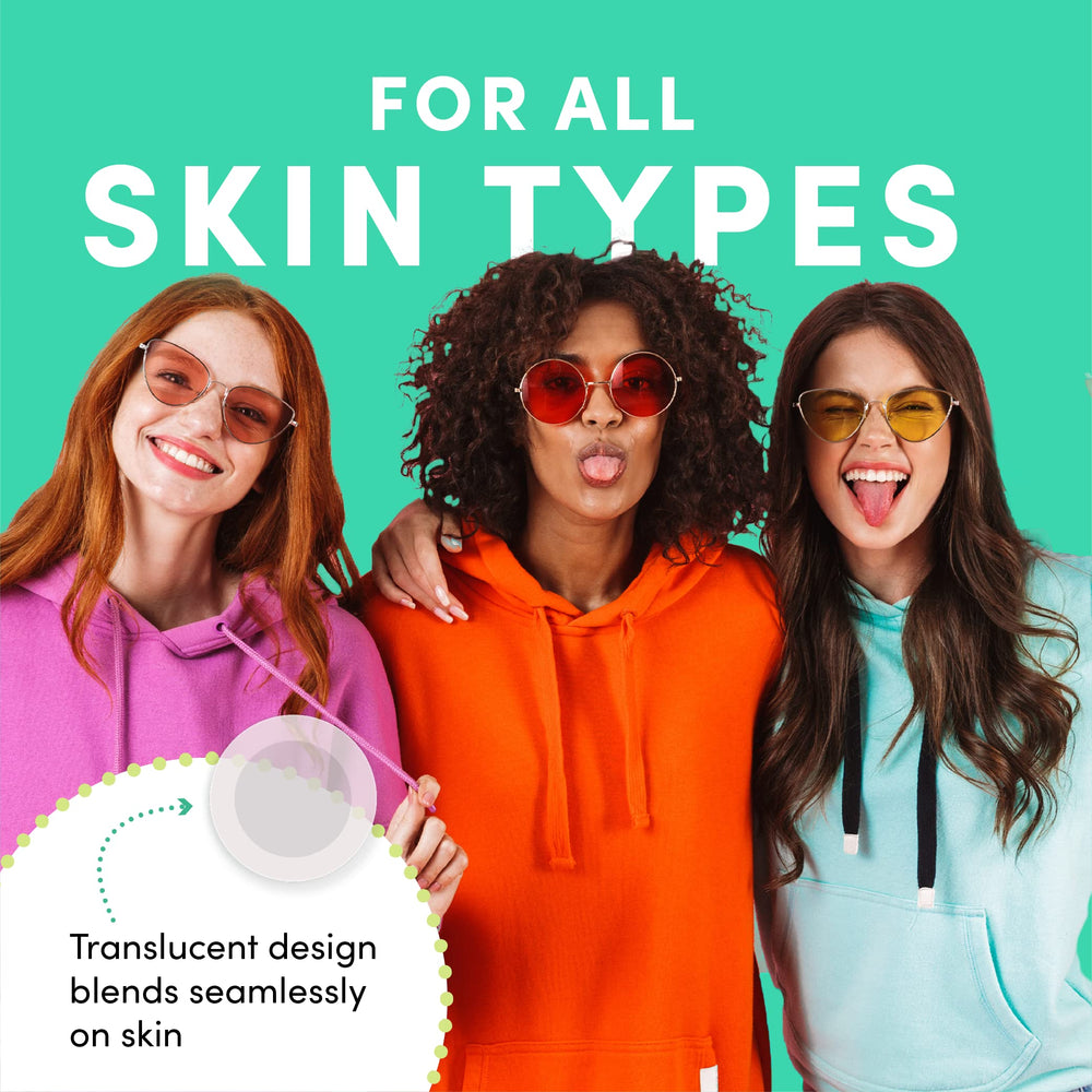Dots for Spots pimple patches on skin demonstrate overnight wear for faster appearance improvement.