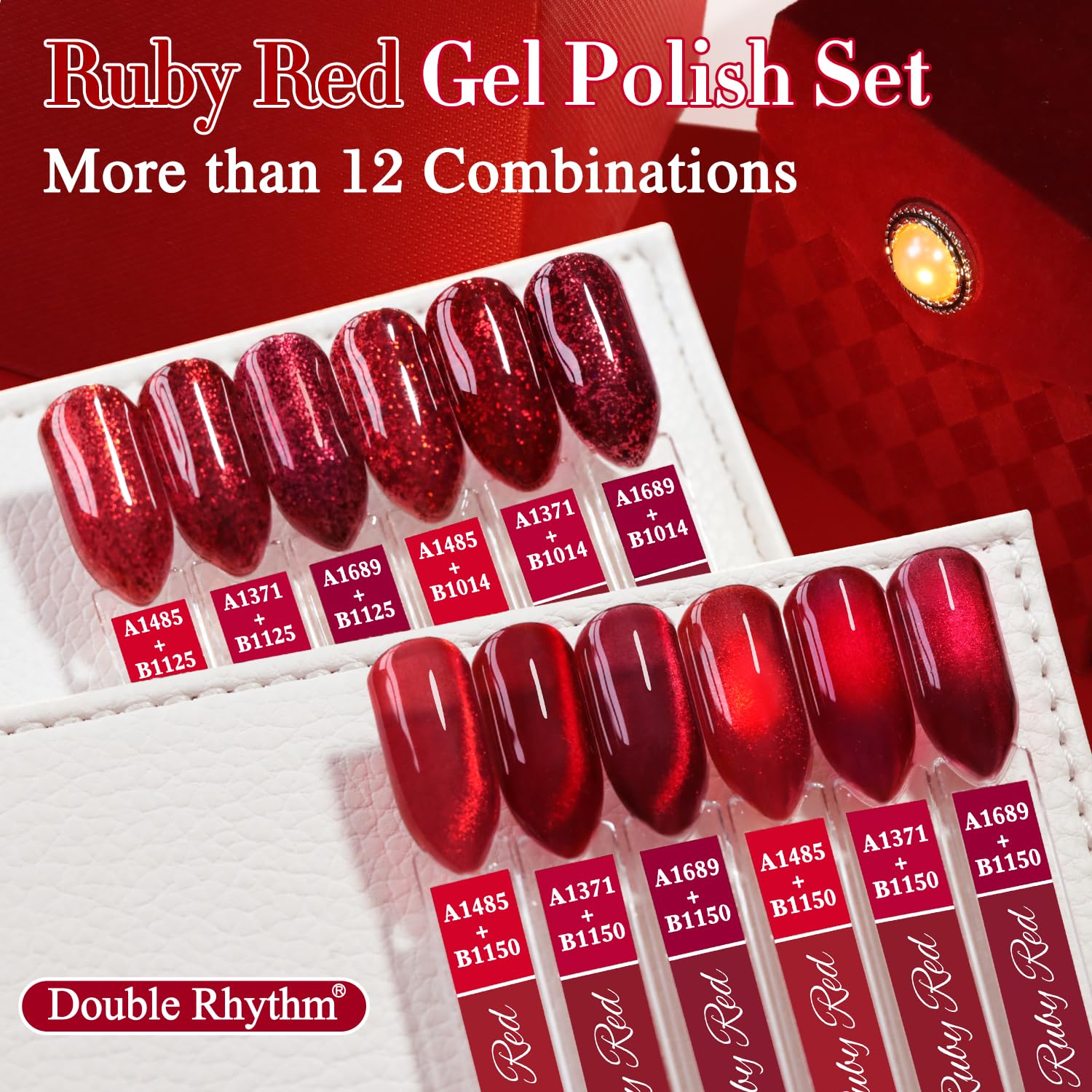 Double Rhythm 15ml gel polish bottle demonstrates vibrant color and smooth coverage.