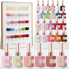 Double Rhythm 28Pcs gel polish set with assorted colors for at-home manicures.