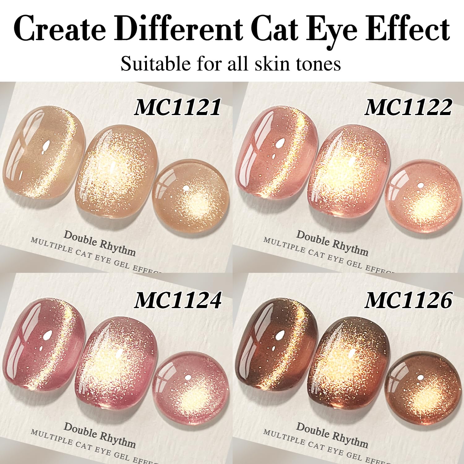 Double Rhythm 7.5ml bottles provide pigment-rich coverage and smooth, lasting shine.