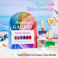 Aurora Galaxy Burgundy swatches by Double Rhythm show shimmer and color range