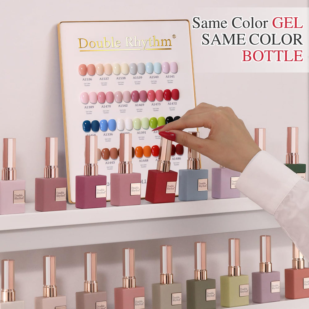 Double Rhythm base gel 15ml shown for smooth adhesion and durable nails.