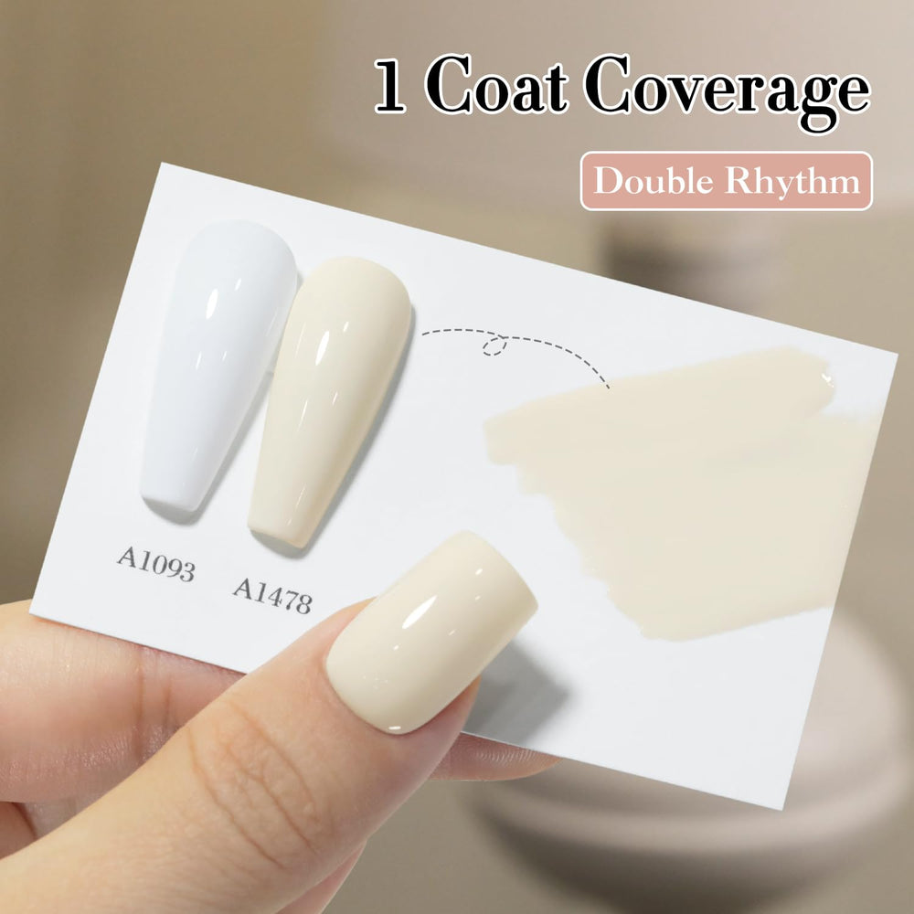 Double Rhythm brush applying gel polish for a smooth, even coat