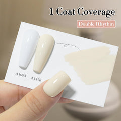 Double Rhythm brush applying gel polish for a smooth, even coat