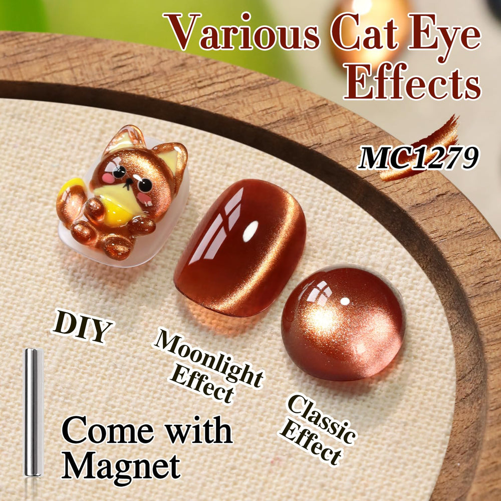 Double Rhythm cat eye gel polish magnet showcases shifting shimmer on metal look.