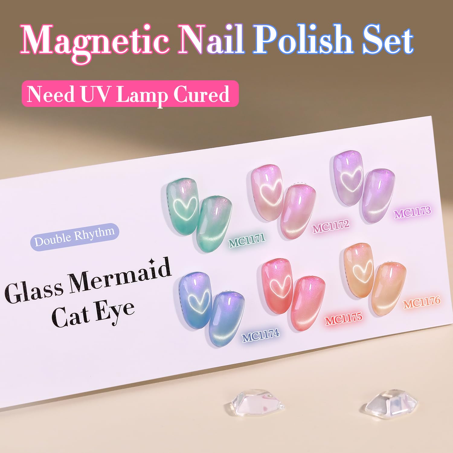 Double Rhythm Cat Eye Gel Nail Polish Mermaid Pink Rose T6-31 color swatch reveals rich pigment and smooth finish