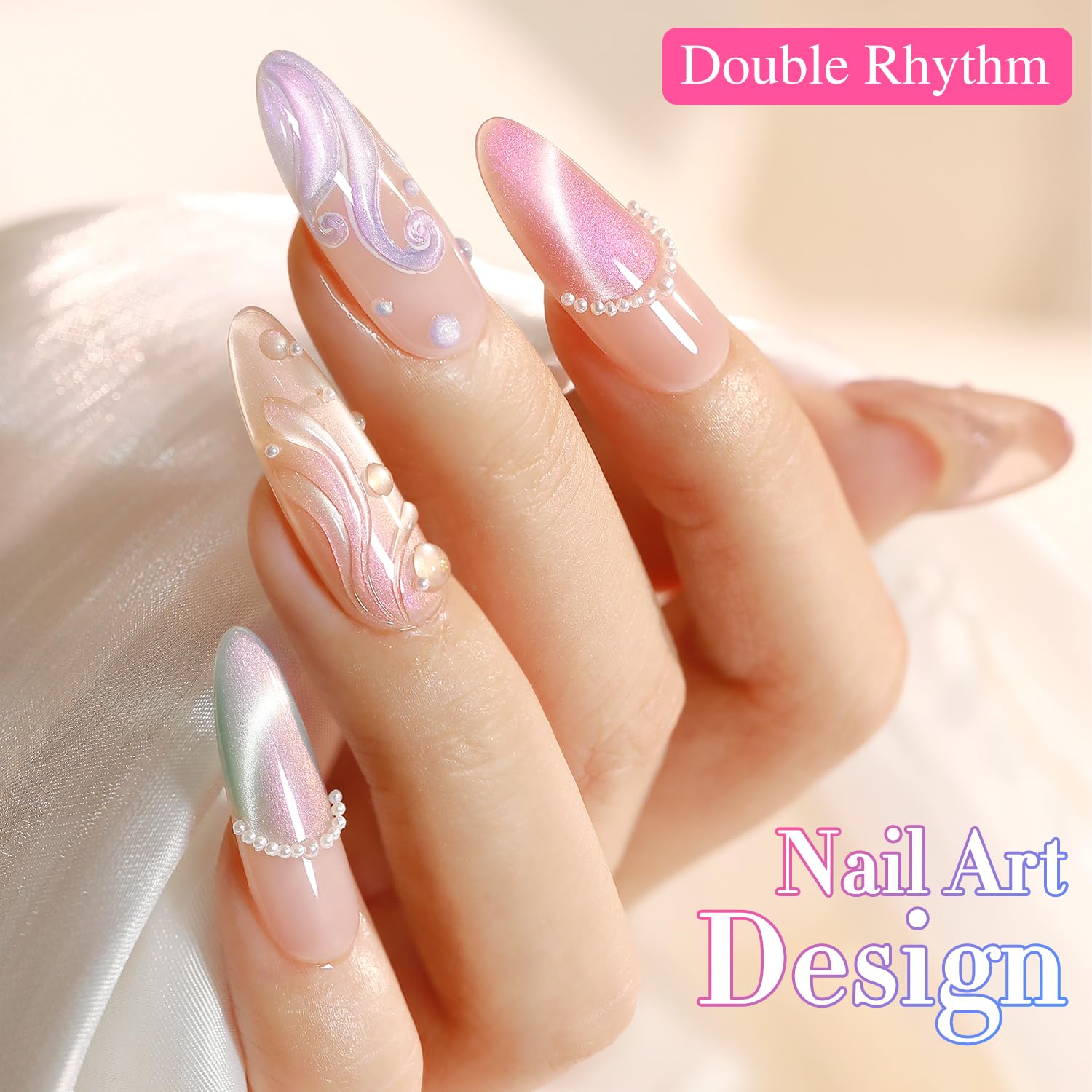 Double Rhythm Cat Eye Gel Nail Polish Mermaid Pink Rose T6-31 gift-ready packaging