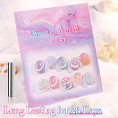 Double Rhythm Cat Eye Gel Nail Polish Mermaid Pink Rose T6-31 shimmer texture closeup