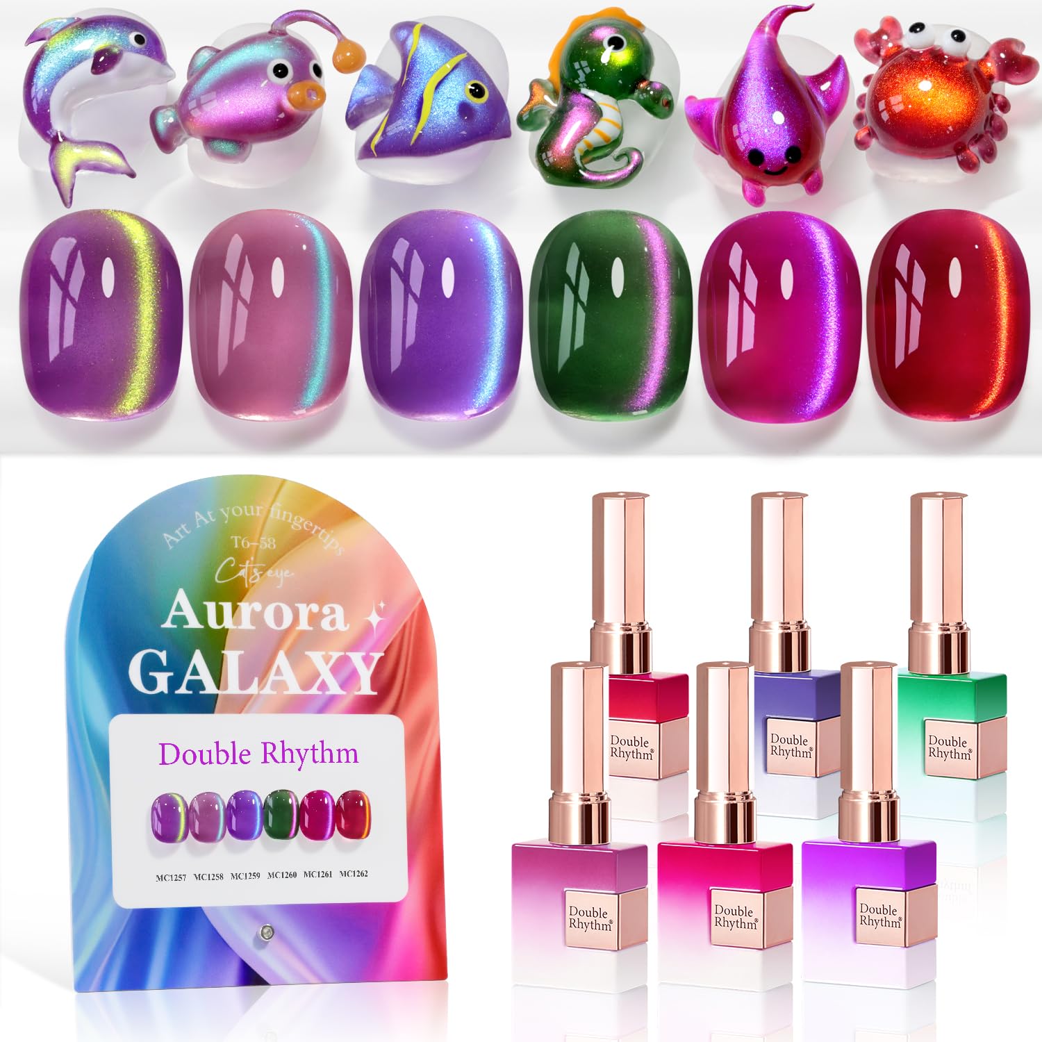 Double Rhythm Cat Eye Gel Polish Set bottle shot for versatile at-home manicures