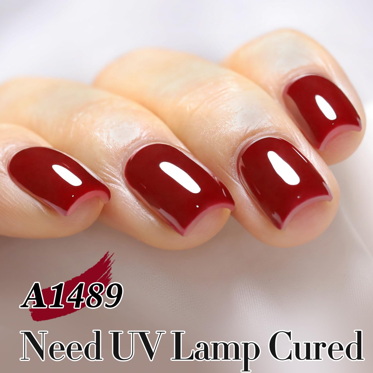Double Rhythm Cherry Red A1489 bottle close-up with glossy color payoff.