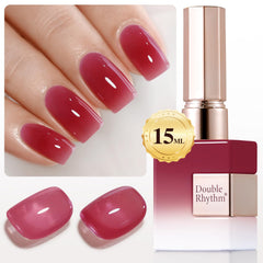 Double Rhythm Dark Rose Red A1514 bottle shows rich color for long-lasting gel manicure.