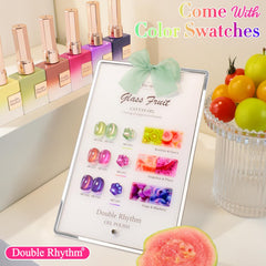Double Rhythm Fruit Cat Eye in green glitter shimmer with magnet for holographic effect.