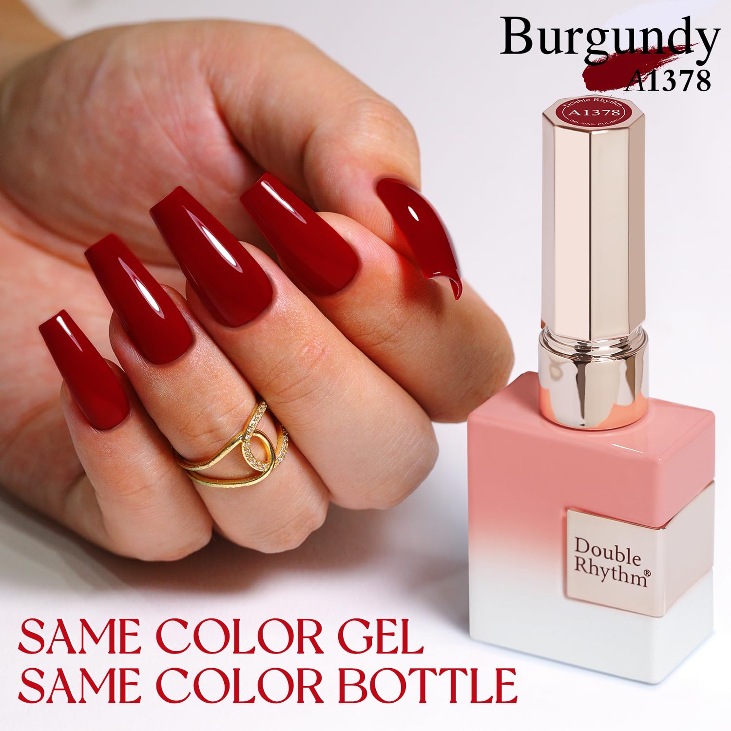 Double Rhythm gel polish being applied on a nail demonstrates smooth, even coverage.