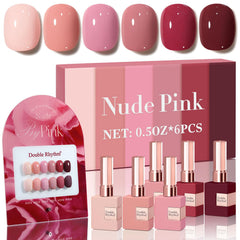 Double Rhythm burgundy gel polish bottle close-up for a long-lasting home manicure