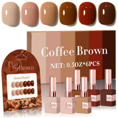 Double Rhythm coffee brown gel polish swatch for rich neutral nails and everyday wear.