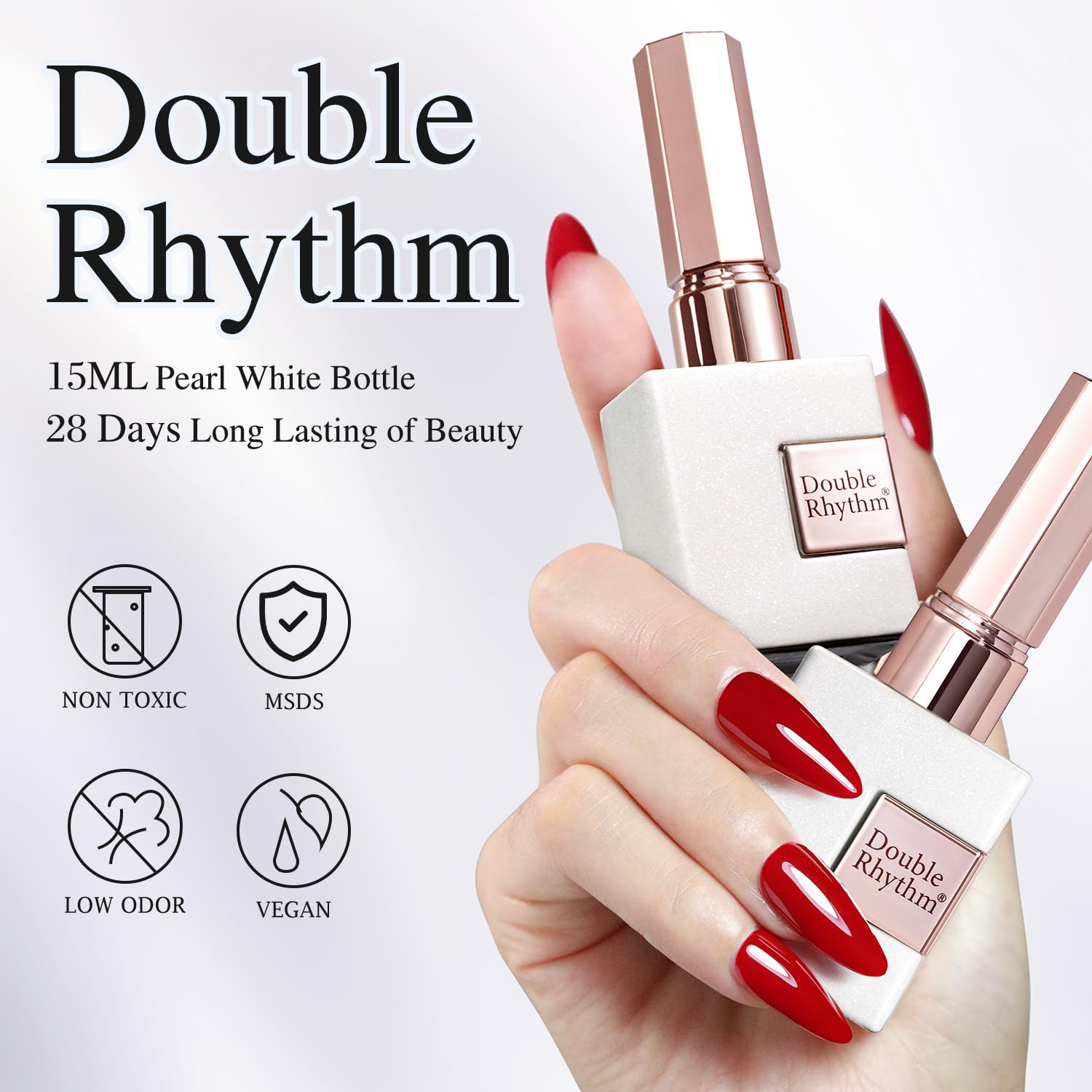 Double Rhythm healthy-nail-care promise with a safe, odor-conscious formula.