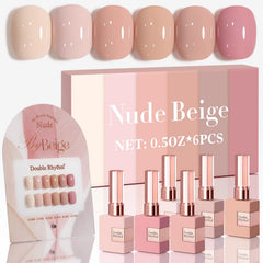 Double Rhythm gel polish set closeup with glossy 15ml bottle for salon-like shine