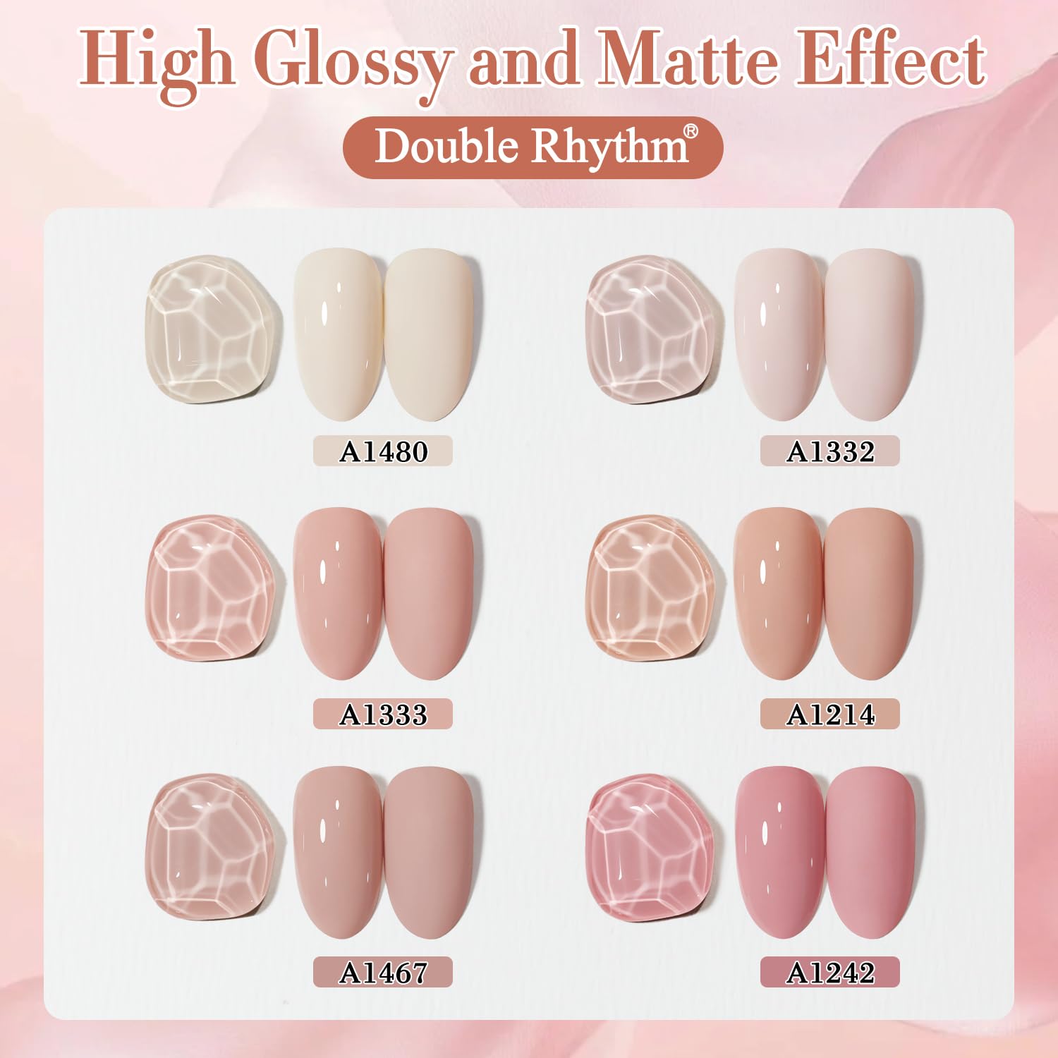 Double Rhythm gel polish packaging highlights six identical 15ml bottles