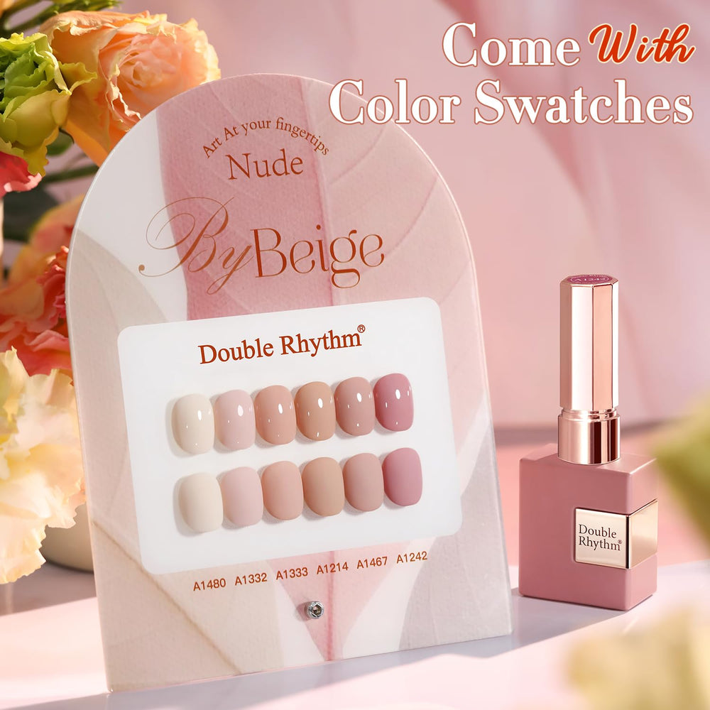 Double Rhythm gel polish swatch on nail shows even coverage and rich pigment