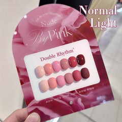 Double Rhythm gel polish being shaken and warmed for better color payoff
