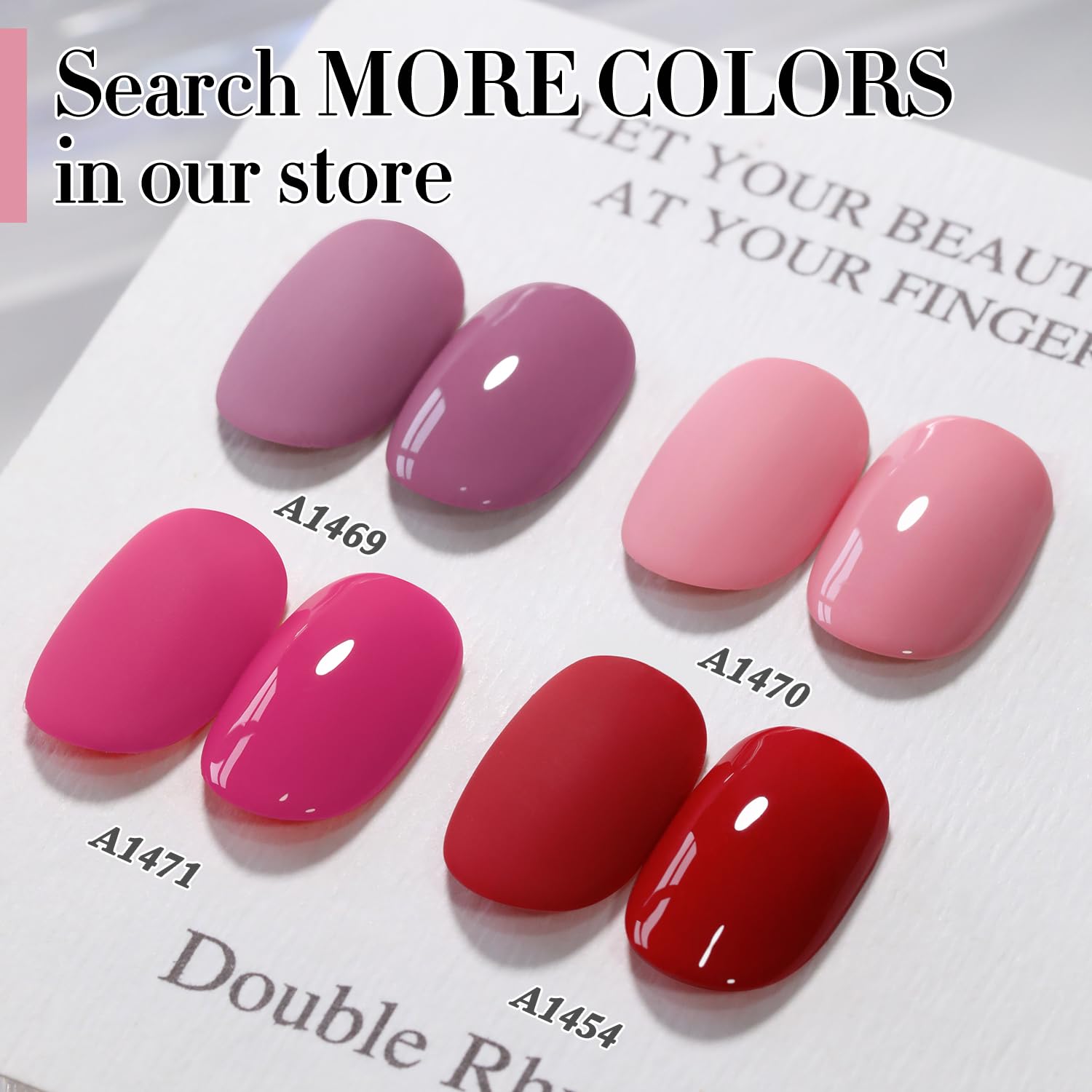 Double Rhythm finished nails with high-gloss gel shine.