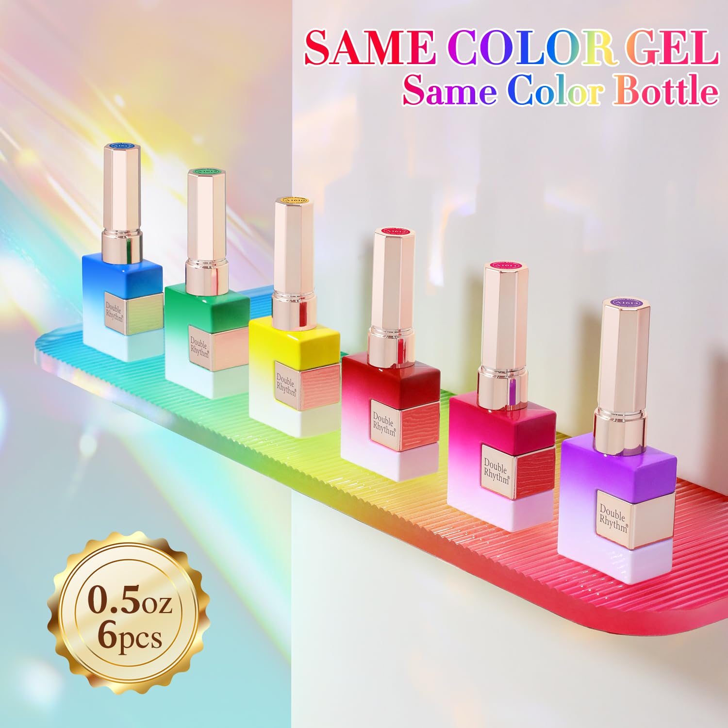 Double Rhythm jelly blue gel polish delivers rich color for ocean-inspired nails.