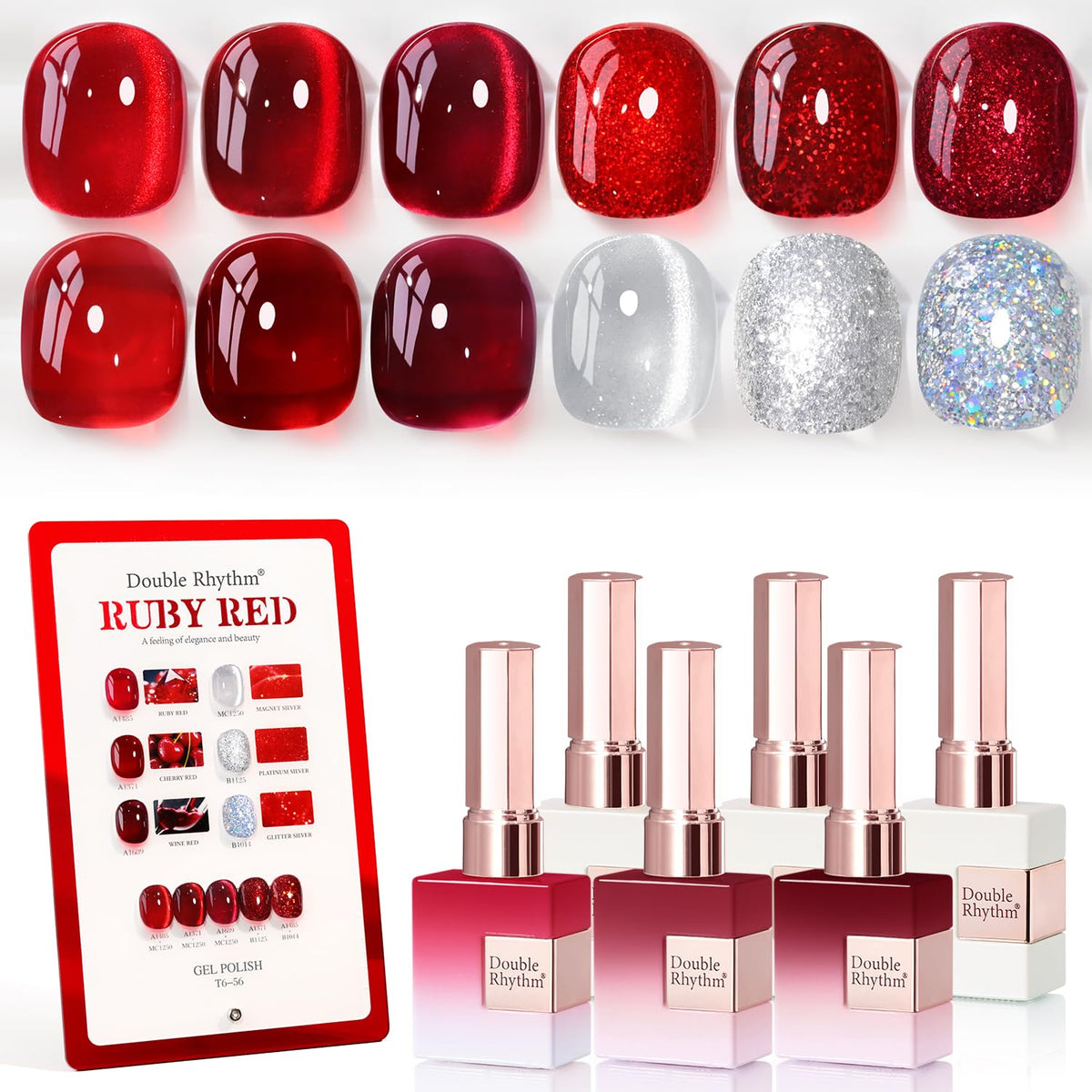 Double Rhythm jelly burgundy red-swatch shows a rich season-ready color for chic nails.
