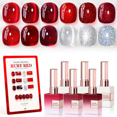 Double Rhythm jelly burgundy red-swatch shows a rich season-ready color for chic nails.