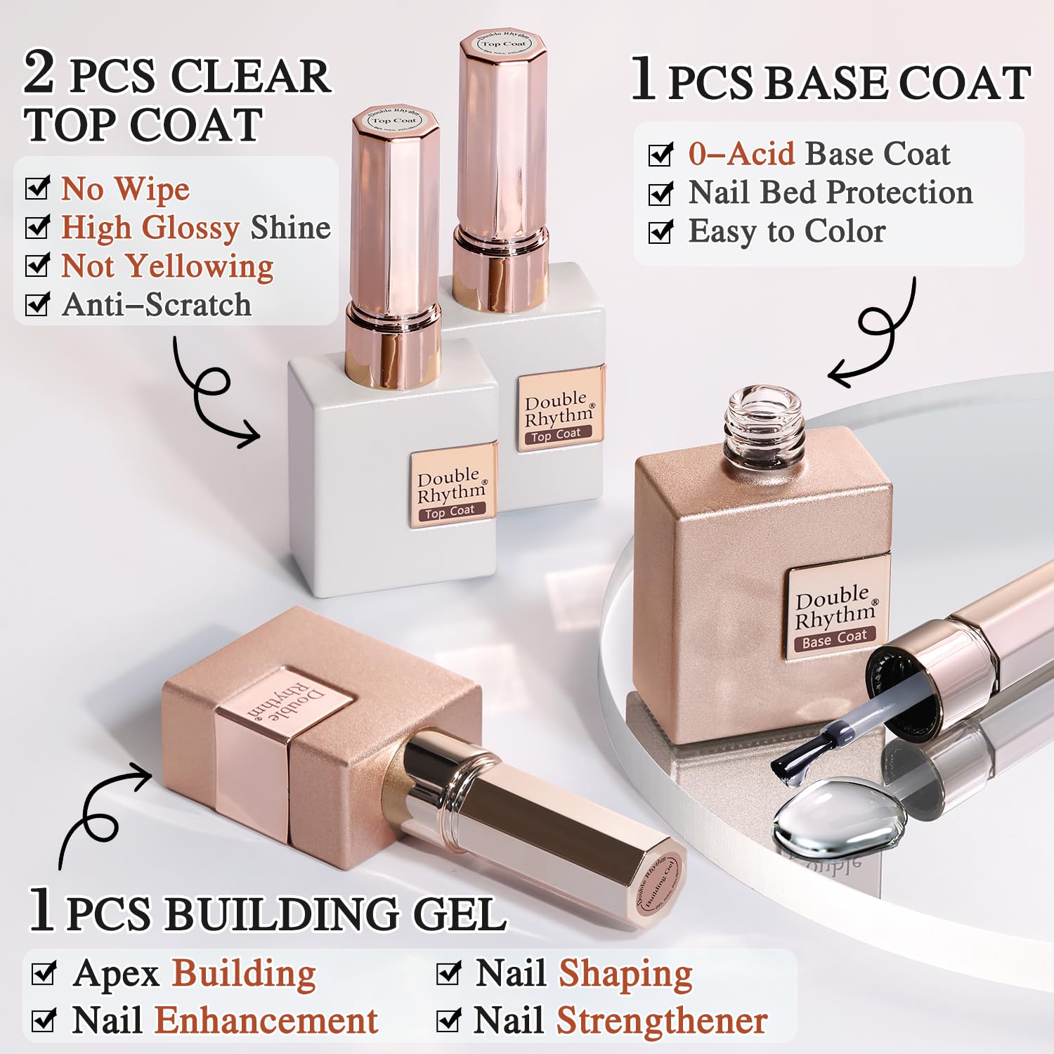 Double Rhythm manicure setup with tools demonstrates easy home-use for beginners.